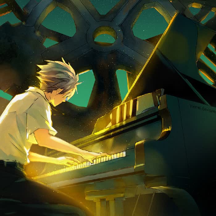 男生弹钢琴头像动漫图片