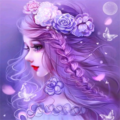梦幻少女头像紫色图片