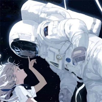 不明显的宇航员太空人情侣头像 太空人卡通微信情头高级好看情头